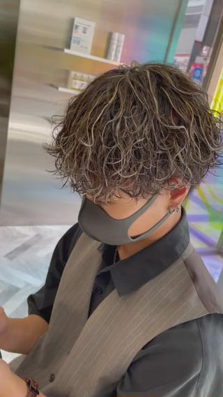 波巻パーマ＋ホワイトメッシュ 