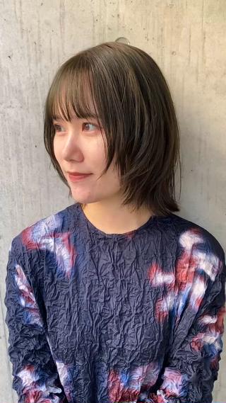 レイヤーカット/レイヤーボブ/透明感カラー/オリーブベージュ/オリーブカラー/オリーブグレージュ/グレージュ 