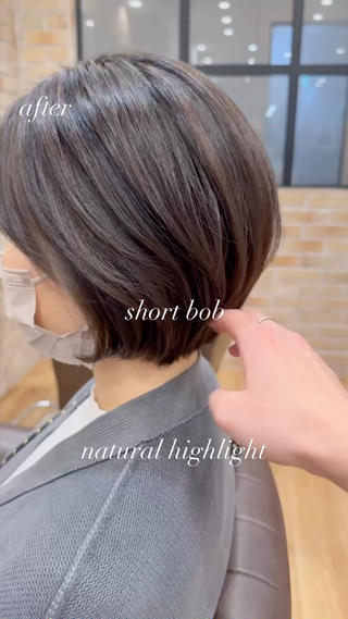 ショート ボブ/レイヤー/ 縮毛矯正/オオバコのヘアスタイル