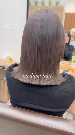 ミディアム ボブ/レイヤー/ 縮毛矯正/オオバコのヘアスタイル