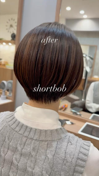 ショート ボブ/レイヤー/ 縮毛矯正/オオバコのヘアスタイル