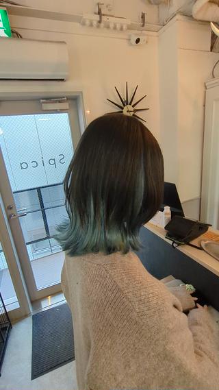 ブリーチ×2回でつくるインナーペールブルー♪ 