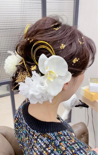 セミロング ヘアアレンジ 🌟天王寺ヘアセット 🥑アレンジ師🌟のヘアスタイル