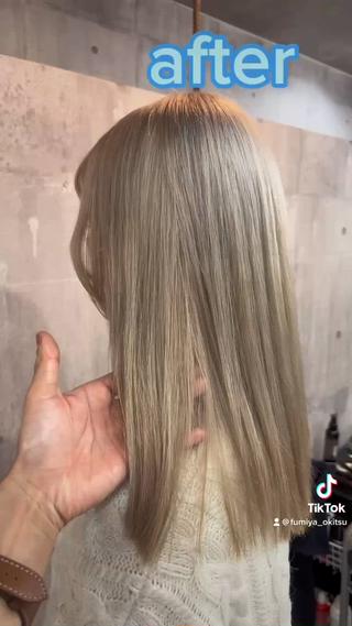 ロング カラー レイヤー/韓国 ハイトーン興津史弥のヘアスタイル