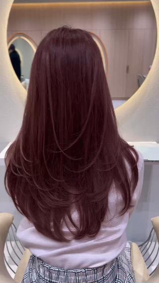 ロング カラー レイヤー/韓国 ハイトーン興津史弥のヘアスタイル