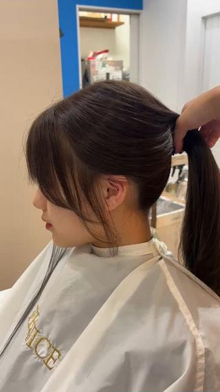 顔周りに韓国っぽいカットを追加してあげると縛った時の横顔がとても可愛くなります