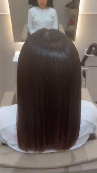 ミディアム 乾かしただけで艶髪✨ 縮毛矯正天王寺はやとのヘアスタイル