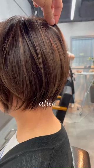 ショート 小山洋次/阪急茨木/ 透明感カラーショートのヘアスタイル