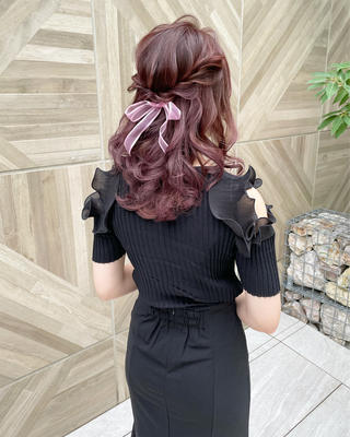 sheer pinkのハーフアップ仕上げ 