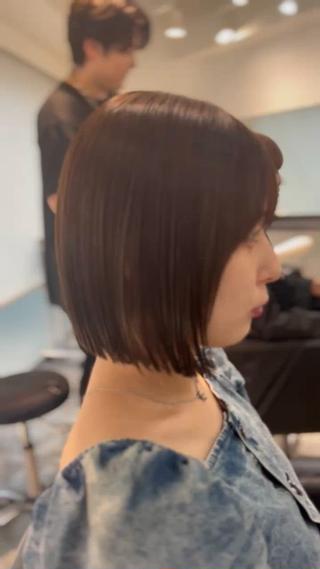 顔周りレイヤーとボブの繋がり綺麗に流れるようにかなり意識してきってます

カットラインは前下がりの韓国ボブ 