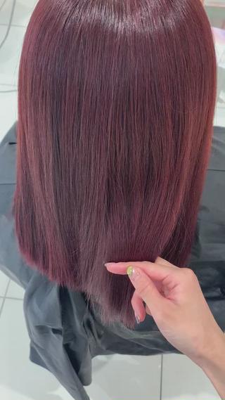 ツヤ増し増し赤系カラーと髪質改善トリートメント 