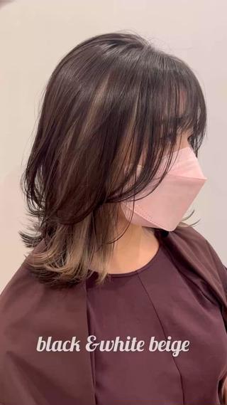 ブリーチ、インナーカラー、イヤリングカラー、ホワイトベージュ、グレージュ、シルバー、 