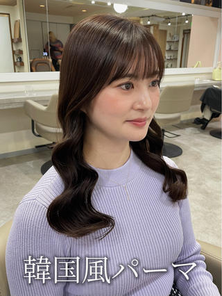 セミロング パーマ 韓国風パーマ/ヘア セット/店長みづきのヘアスタイル