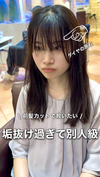 セミロング カラー アオガミ （前髪顔周りカット）のヘアスタイル