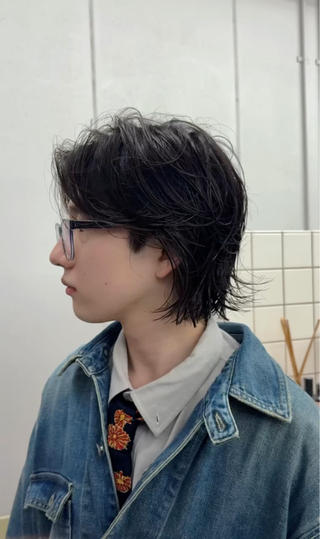 ミディアム パーマ 関 京磨のヘアスタイル