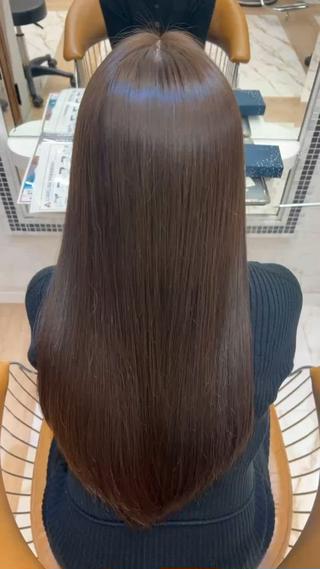 ロング 縮毛矯正/ブリーチ なしダブルカラー輝希のヘアスタイル