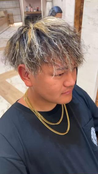 メンズ 縮毛矯正/ブリーチ なしダブルカラー輝希のヘアスタイル