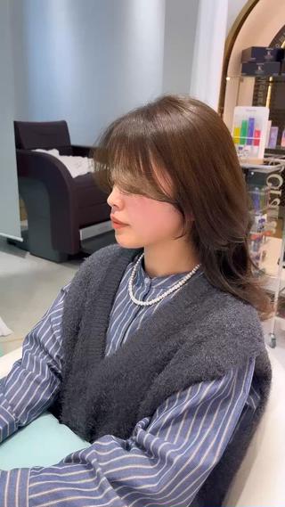 セミロング カラー 名駅/大人韓国ヘア 艶カラー/Rihoのヘアスタイル