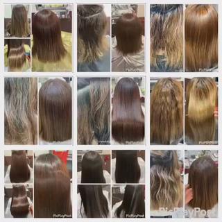 縮毛矯正   ハンドドライでこの艶    強いクセ毛   ブリーチ毛にも対応した当店の独自開発した髪質改善縮毛矯正 