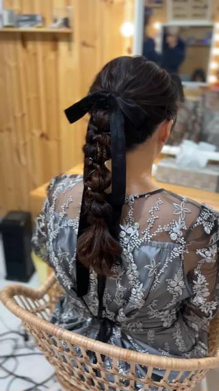 【参列ヘアセット】編み下ろしポニーテール 