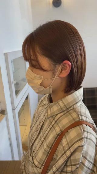 ぱつっとあご下ボブに︎
耳にかけた時の隙間が気になる方は前髪横の毛を流れるように作るとカバーができて 