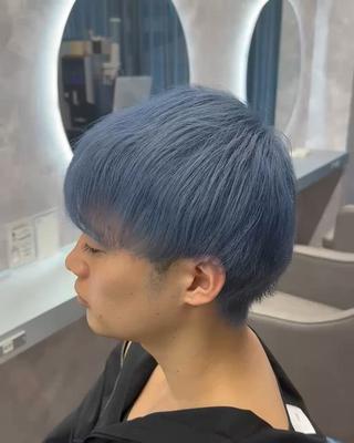 カラー メンズ メンズパーマ🔵 ハイトーン✨原田慎也のヘアスタイル