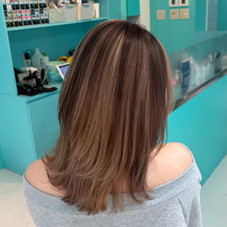 ミディアム カラー ボブ/艶カラー/ 暖色/Natsukiのヘアスタイル