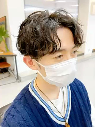 センターパートパーマ 