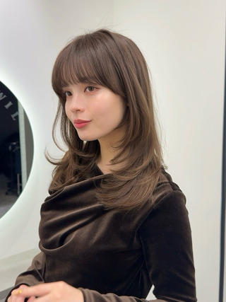 ミディアム カラー 韓国ヘア/レイヤー カット SAKURAのヘアスタイル