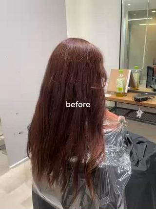 しっかり赤みを消しつつ、残留しないカラーでブルーブラック
透明感も出しつつツヤツヤに仕上げました 