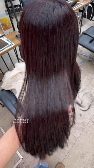 ︎︎︎︎︎︎︎肌なじみのいいラベンダーカラー
　暗め4トーンでワンカラーでも透明感ばっちり◎
︎︎︎︎︎︎︎ワンカールだけでバッチリ決まるレイヤーカット
　顔周りのハイレイヤーと後ろも動きが出るようにレイヤーを少しだけ入れてワンカールで今っぽい韓国風ヘアに 