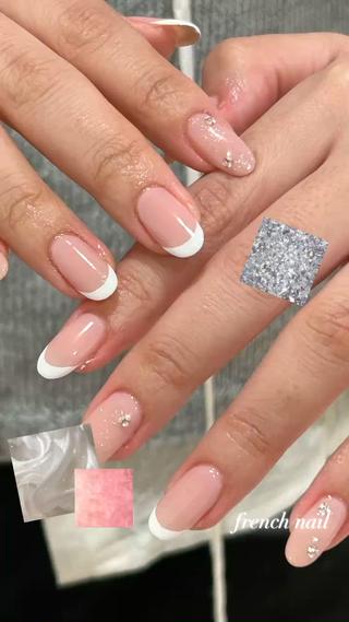 【持ち込みデザイン】
王道フレンチ×ストーン