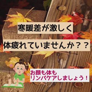 寒くなる前に極上リンパマッサージ
してみませんか？？ 