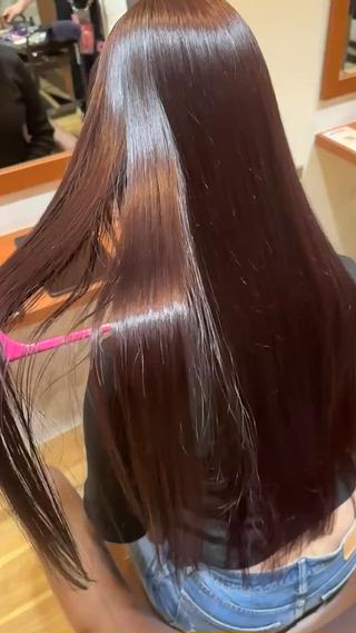 ロング ブリーチ毛縮毛矯正 👑山口のヘアスタイル