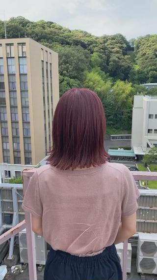 全頭ブリーチ1回からのペールピンクカラー 