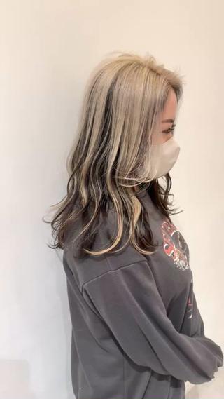 アンブレラカラー
ホワイトベージュ×地毛風ブラウン

表面のみブリーチしております！ 