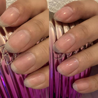 ←Before After→
爪がピッカピカポリッシュやジェルは塗らずにキューティクルの処理や磨くだけなので職業柄ネイルを楽しめない方もできます♡ 