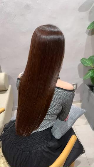 ロング RIKO/暖色カラー /縮毛矯正/ミニボブのヘアスタイル