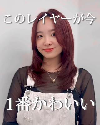 ミディアム カラー ブリーチなし/レイヤ ー特化🌈Tommyのヘアスタイル