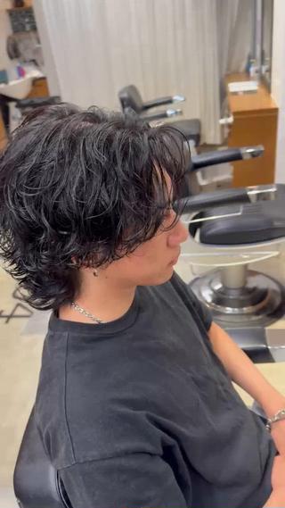 ミディアム パーマ メンズ メンズカット、パーマ 特化美容師🌀/高田のヘアスタイル