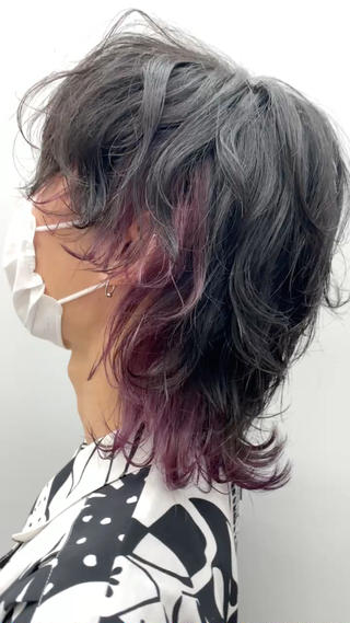 メンズカットパーマインナーカラー 