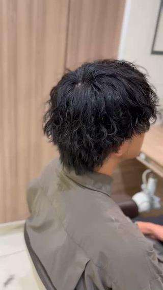 ウルフカット+波巻きスパイラルパーマ 