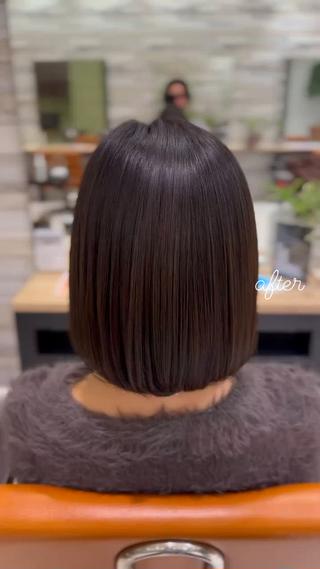 丸みのあるワンレンボブ◎ 