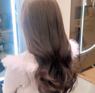 セミロング カラー ヘアアレンジ ブリーチなしW🎀 髪質改善／はのんのヘアスタイル