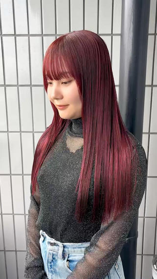 #赤髪 #ボルドーカラー #チェリーレッド #チェリーレッド #ブリーチなしカラー #学割U24 