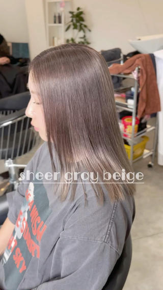 ブリーチ毛の方におすすめ！シアーグレージュ
ブリーチ2回 