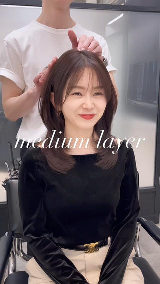セミロング カラー 韓国レイヤーカット 髪質改善▫️水野有真のヘアスタイル