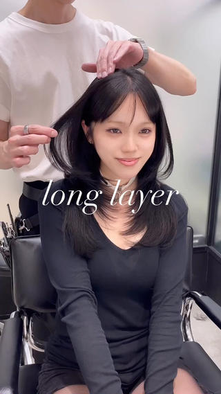 ロング カラー 韓国レイヤーカット 髪質改善▫️水野有真のヘアスタイル