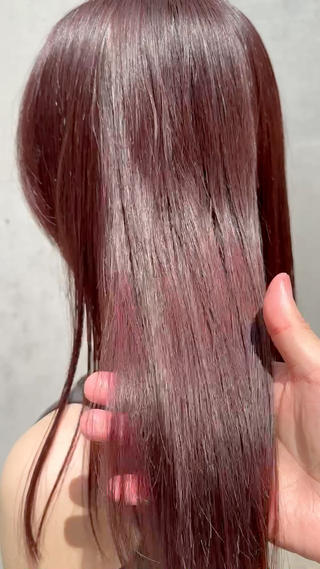 #レッド #カシス #ピンク #ストレート #ロング #ダブルカラー #ブリーチなしダブルカラー #ケアブリーチ #ブリーチ 