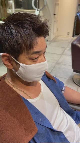 メンズアップバングセット×白髪染めカラー 